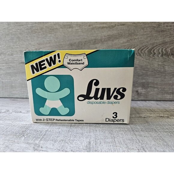 Vintage Luvs 1975 Promotional Sample Box Of 3 Diapers NOS Small 6-14 lbs Sealed - Picture 1 of 9